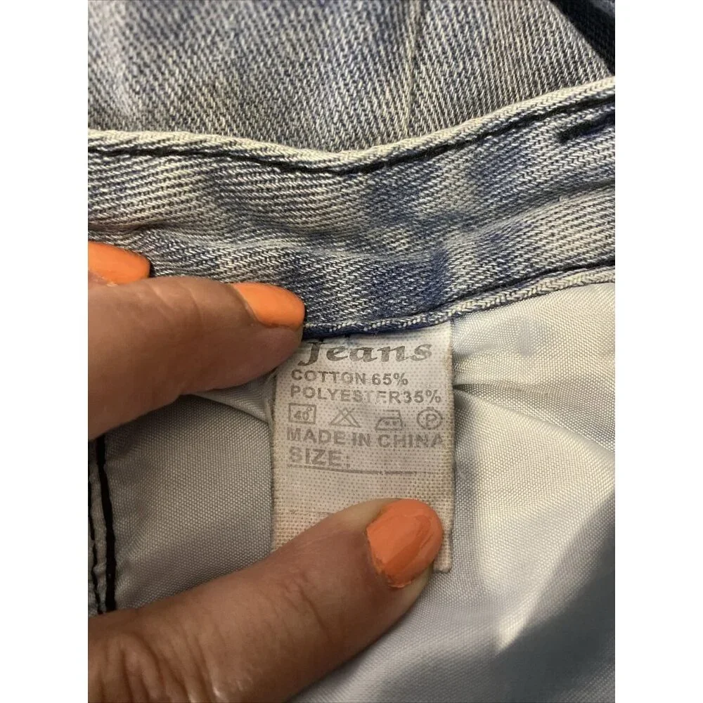 Blue Jean Denim Butterfly Boyfriend Boho Hippie Relaxed Vtg style Womens Sz 4